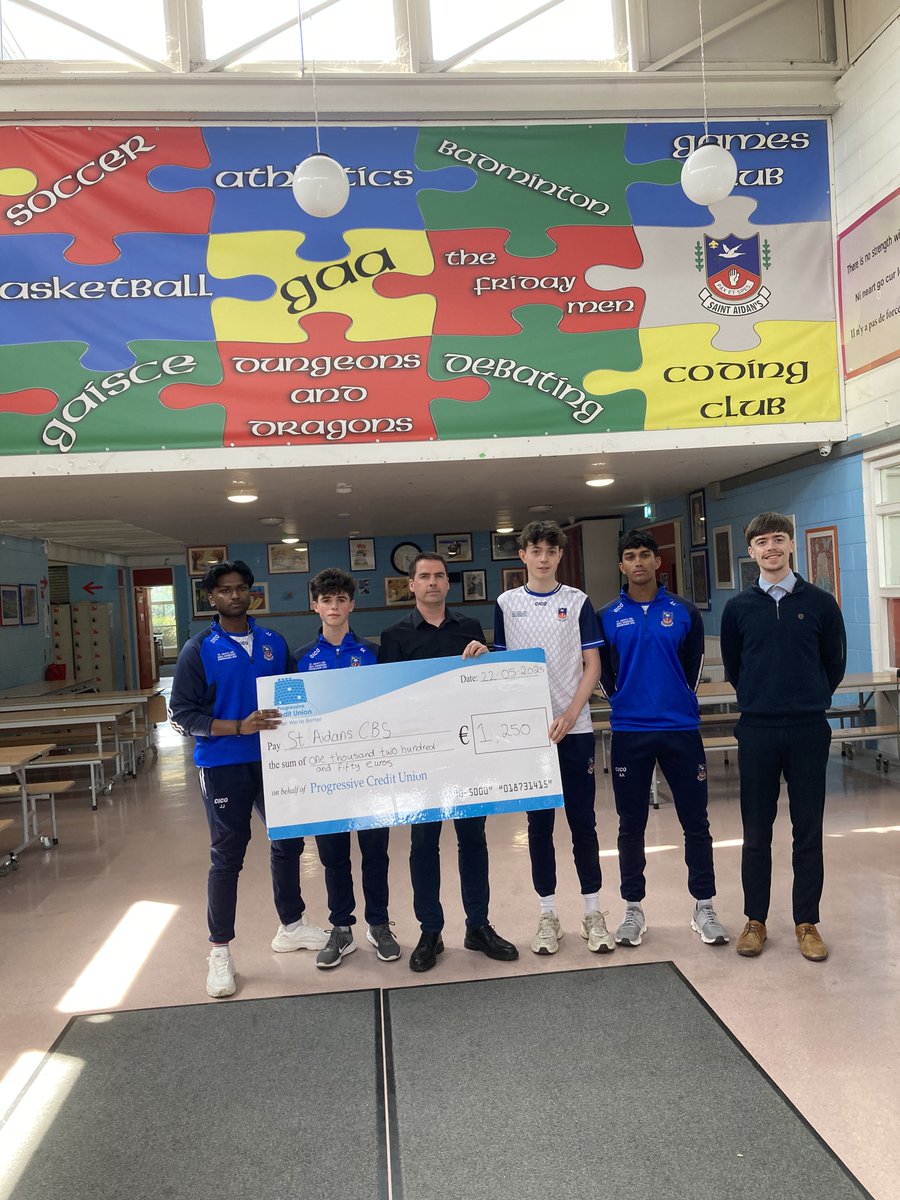 St. Aidan's CBS (@staidanscbs) on Twitter photo Ethan Byrne from the Progressive Credit Union presented a cheque for €1,250 to the Immersion Team.
<a href="/ProgressiveCU/">Progressive CU</a> A big thank you to the Progressive Credit Union for their support to the programme. #ProgressiveCreditUnion #EREBB Ethan Byrne from the Progressive Credit Union presented a cheque for €1,250 to the Immersion Team.
<a href="/ProgressiveCU/">Progressive CU</a> A big thank you to the Progressive Credit Union for their support to the programme. #ProgressiveCreditUnion #EREBB