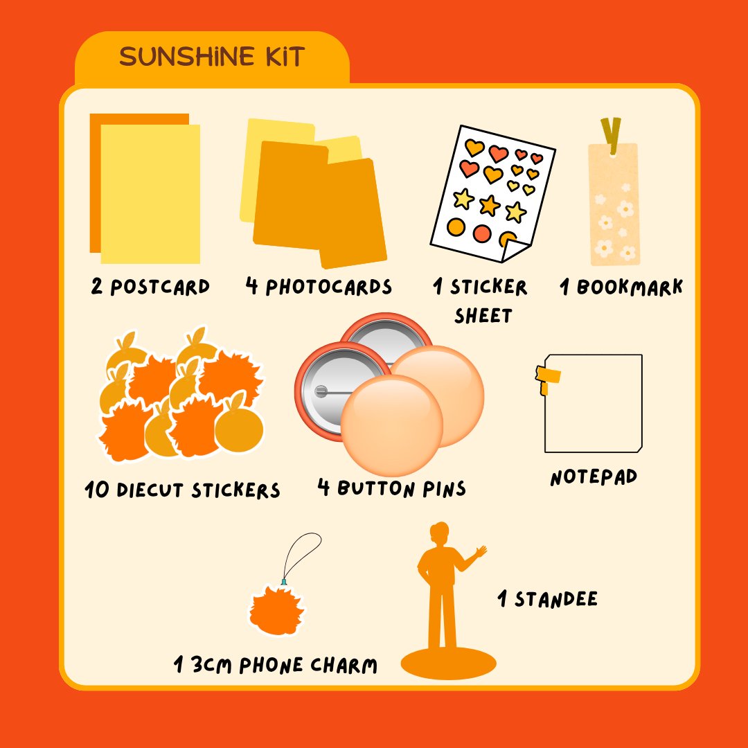 Hello!!!

Here's the Shoyo Birthday Mail Kit🥳

Tangerine Kit - 250
Sunshine kit - 400 - 450 ( i might add carabiner so the price is tba >< )

Let me know if po if kaya sya ng budget and if sulit pls pls

wts lfb haikyuu ph