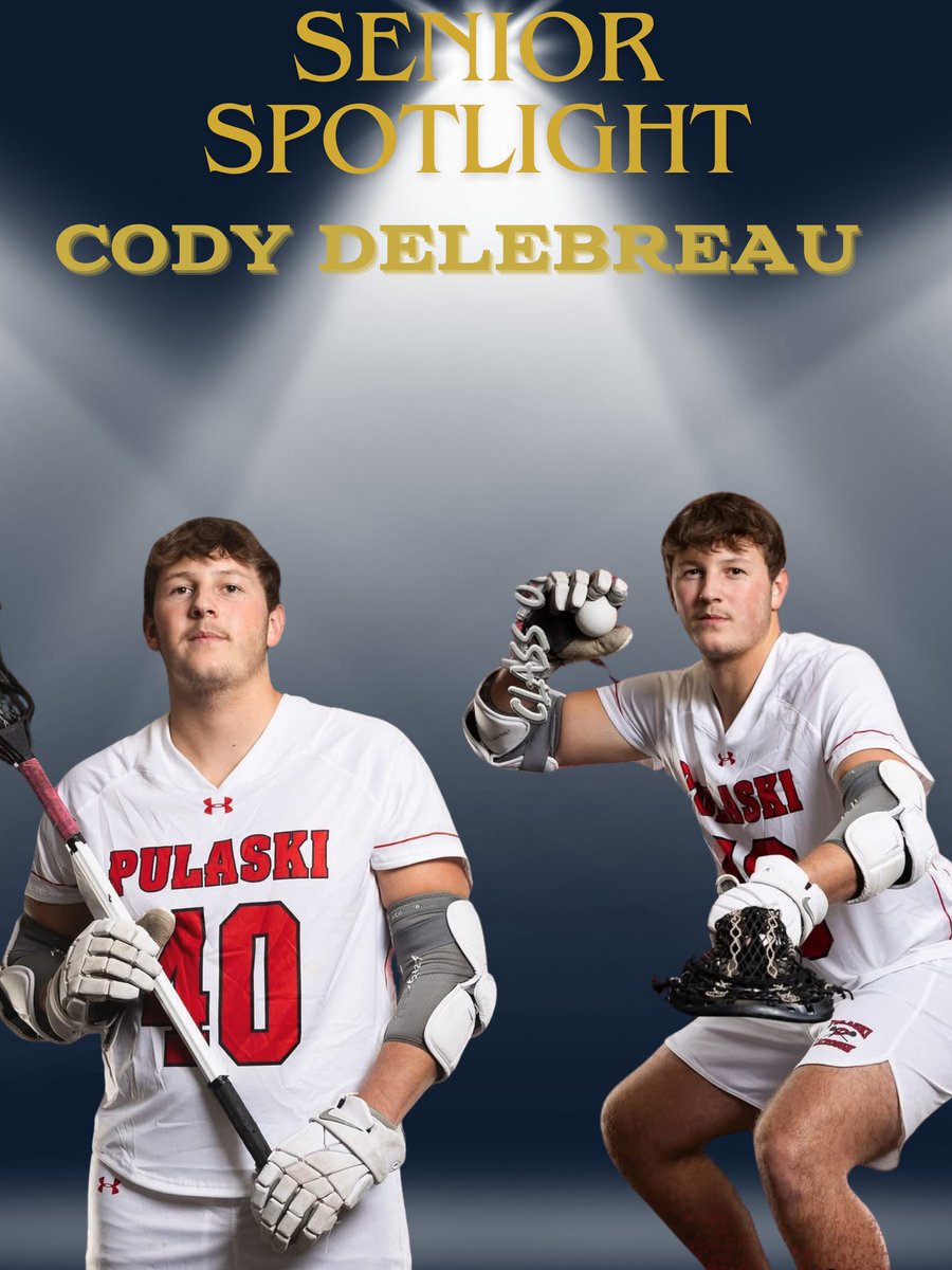 🚨Senior Spotlight🚨 Cody Delebreau has played lacrosse for 5 years. He play midfield and does face-offs for the team. his favorite moment was when the team played in Wisconsin Dells. His goal after high school is to work in the Chemical Engineering field.