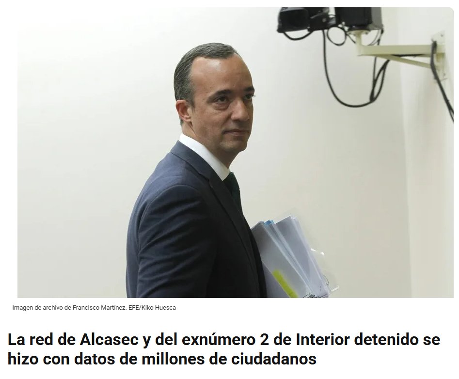 🚨BREAKING‼️

🇪🇸SPAIN – Spanish police have dismantled a cybercriminal network led by hacker Alcasec (José Luis Huertas) and former Secretary of State for Security Francisco Martínez.

Under “Operación Borraska,” the group allegedly carried out prolonged cyberattacks on public