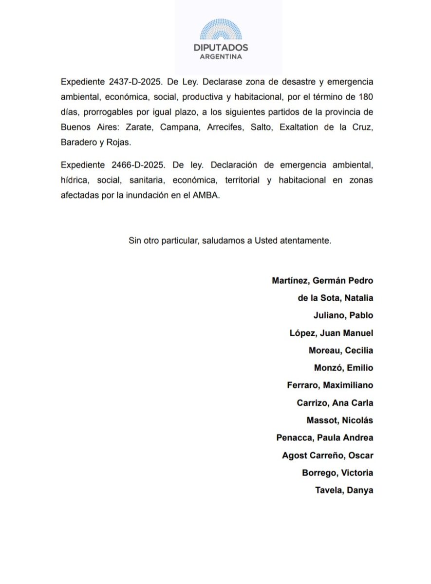 Con otros bloques parlamentarios pedimos #SesionEspecial para el próximo miércoles 4 de junio.

•Moratoria previsional, actualización del bono y aumento de haberes jubilatorios

•Emergencia en discapacidad

•Emergencia por las inundaciones en la provincia de Buenos Aires

⬇️