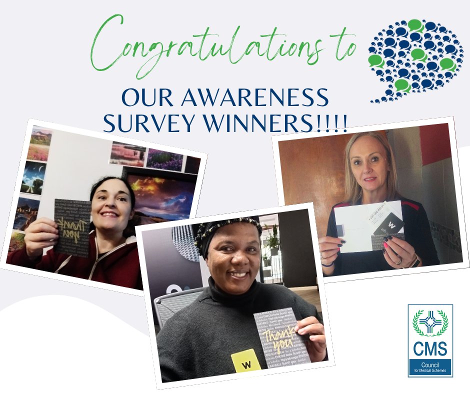 A big thank you to our CMS survey winners for sharing these beautiful photos, enjoying their gift vouchers! We appreciate the smiles and all the valuable feedback that is helping us make CMS better for all medical scheme members. #CMScares4u