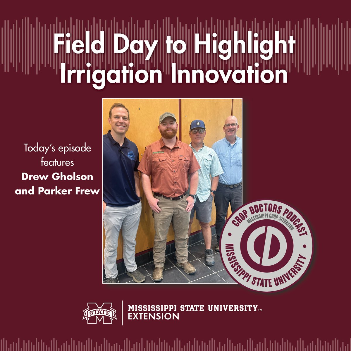 CropdoctorsMs's tweet image. Drew Gholson and Parker Frew visited the Crop Doctors’ Podcast studio in Stoneville to promote their upcoming field day, hosted at the National Center for Alluvial Aquifer Research in Stoneville on June 12.

For more episodes, visit our website at extension.msstate.edu/shows/mississi…