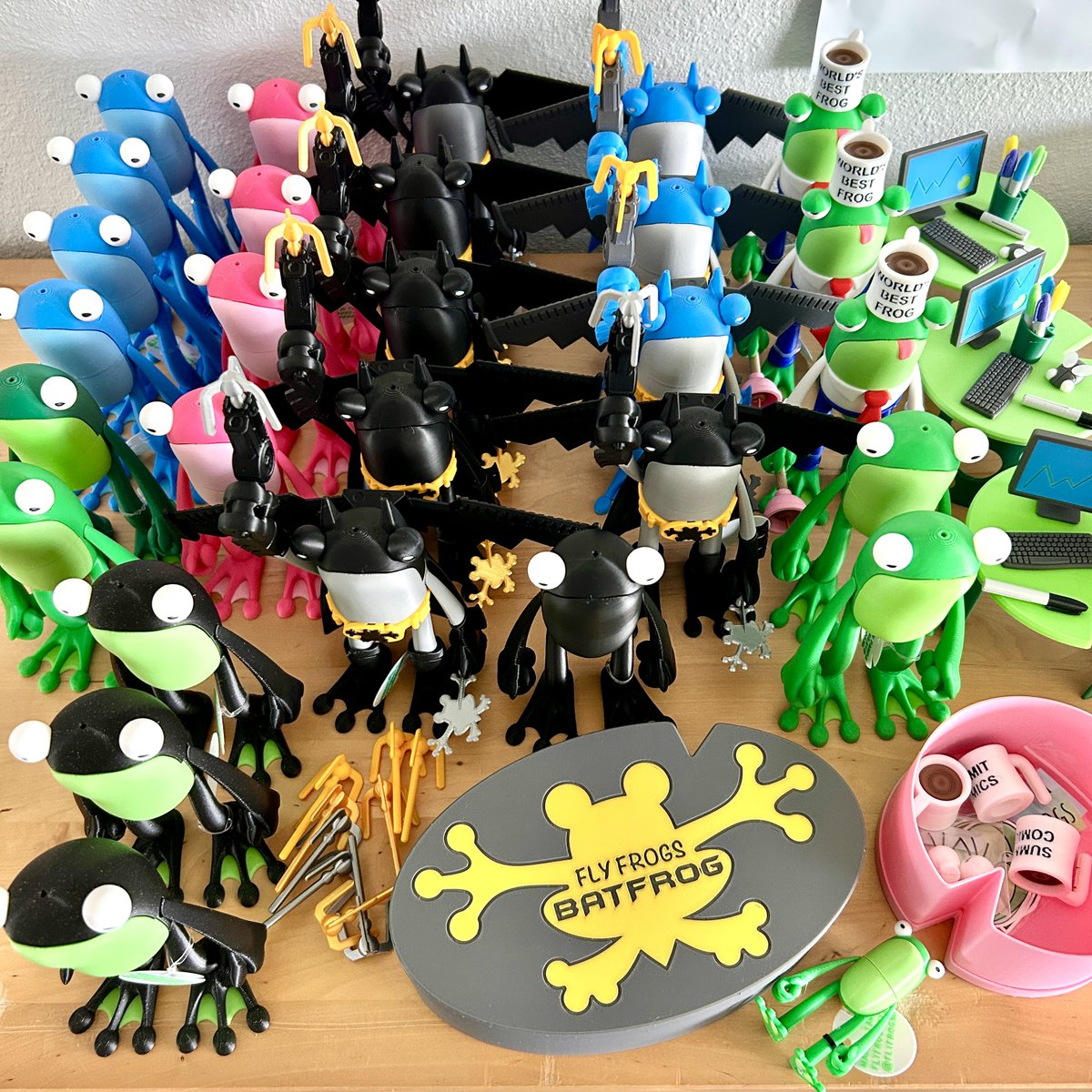 I fulfilled a couple orders last week that included lots of batfrogs, minis, and even a jumbo! One was a second order from a coffee shop and another was from a comic / game shop.