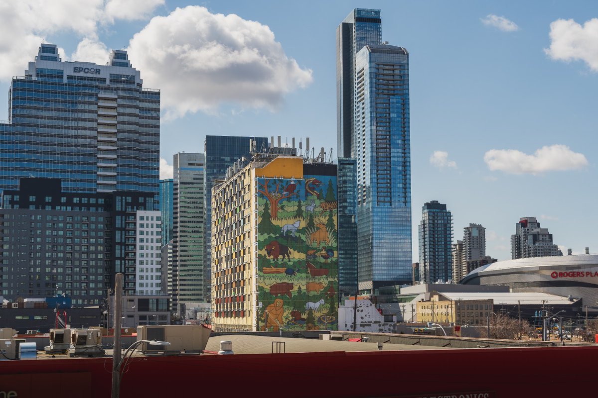 The SunRise building is home to Western Canada’s first full building integrated photovoltaics mural, and it’s doing more than generating electricity. Designed by Indigenous artist Lance Cardinal, the mural features the animals of the seven sacred grandfather teachings of the Cree