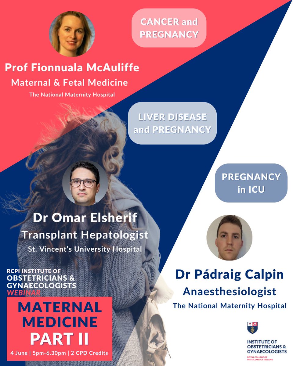 There is one week until RCPI Institute of Obstetricians &amp; Gynaecologists's next webinar on Maternal Medicine. These sessions focus on topics recently highlighted in maternal mortality reports as important.

📅 4 June
2️⃣ CPD Credits 

Book now 👉 web-eur.cvent.com/event/89790b4d…