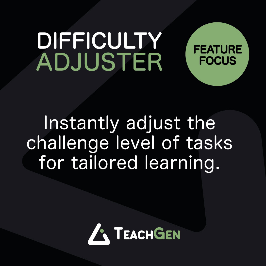 teachgen_ai's tweet image. 🚀 FEATURE FOCUS: Difficulty Adjuster

Teachers: Struggling to differentiate for every student? 🎓

Teachgen.ai&apos;s Difficulty Adjuster lets you adapt any content - easier or harder - in seconds. 🧠💡

Save time, reduce stress, and personalise learning with AI.

#EdTech