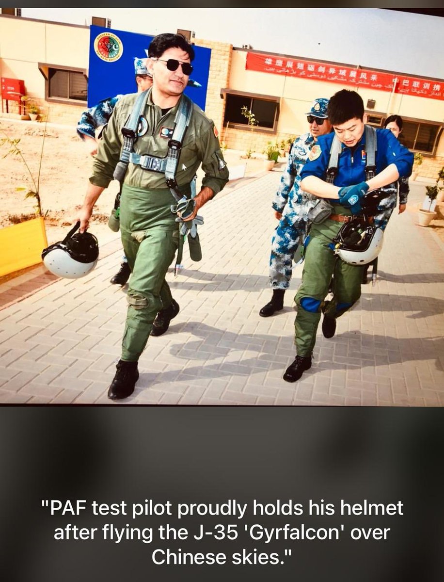 Indians ……… khair Manao

"PAF test pilot proudly holds his helmet after flying the J-35 'Gyrfalcon' over Chinese skies."