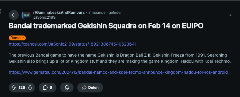 ContonMods's tweet photo. BREAKING NEWS: 

Dragon Ball Project Multi was temporarily renamed on Steam to "Gekishin Squadra"

"Gekishin Squadra" was trademarked by Bandai Namco on February 14th (Credit for Reddit Info: @/wy_0_0)

We might see news soon?

#DBPM #ProjectMulti https://t.co/TRtXKb233X