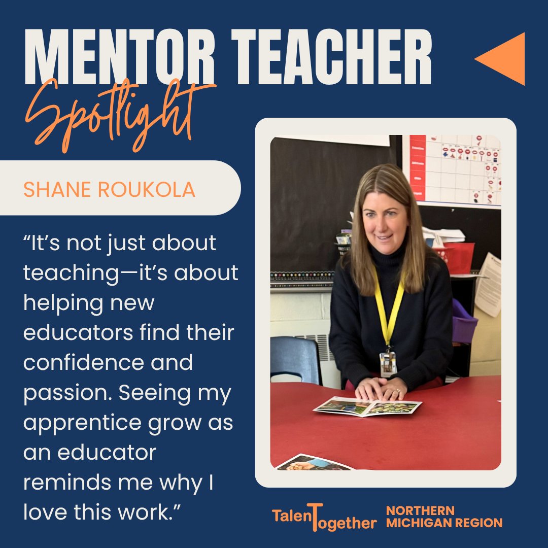 We're excited to shine a spotlight on Talent Together Mentor Teacher, Shane Roukola, from Gwinn Area Public Schools! Shane is an outstanding mentor for apprentice teachers and provides great guidance and insight into all it takes to make a positive impact on students' lives.