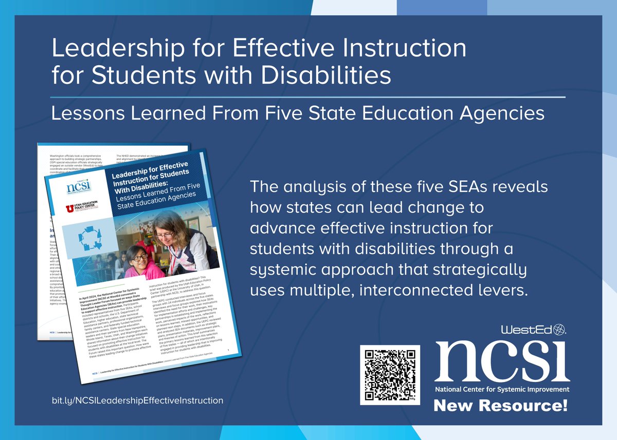 It’s All Connected: Leadership for effective instruction isn’t about isolated efforts. It’s about interconnected levers, sustained vision, and bold partnerships.

Thank you to @uutah for partnering with us to create this meaningful brief!

ncsi.wested.org/wp-content/upl…
