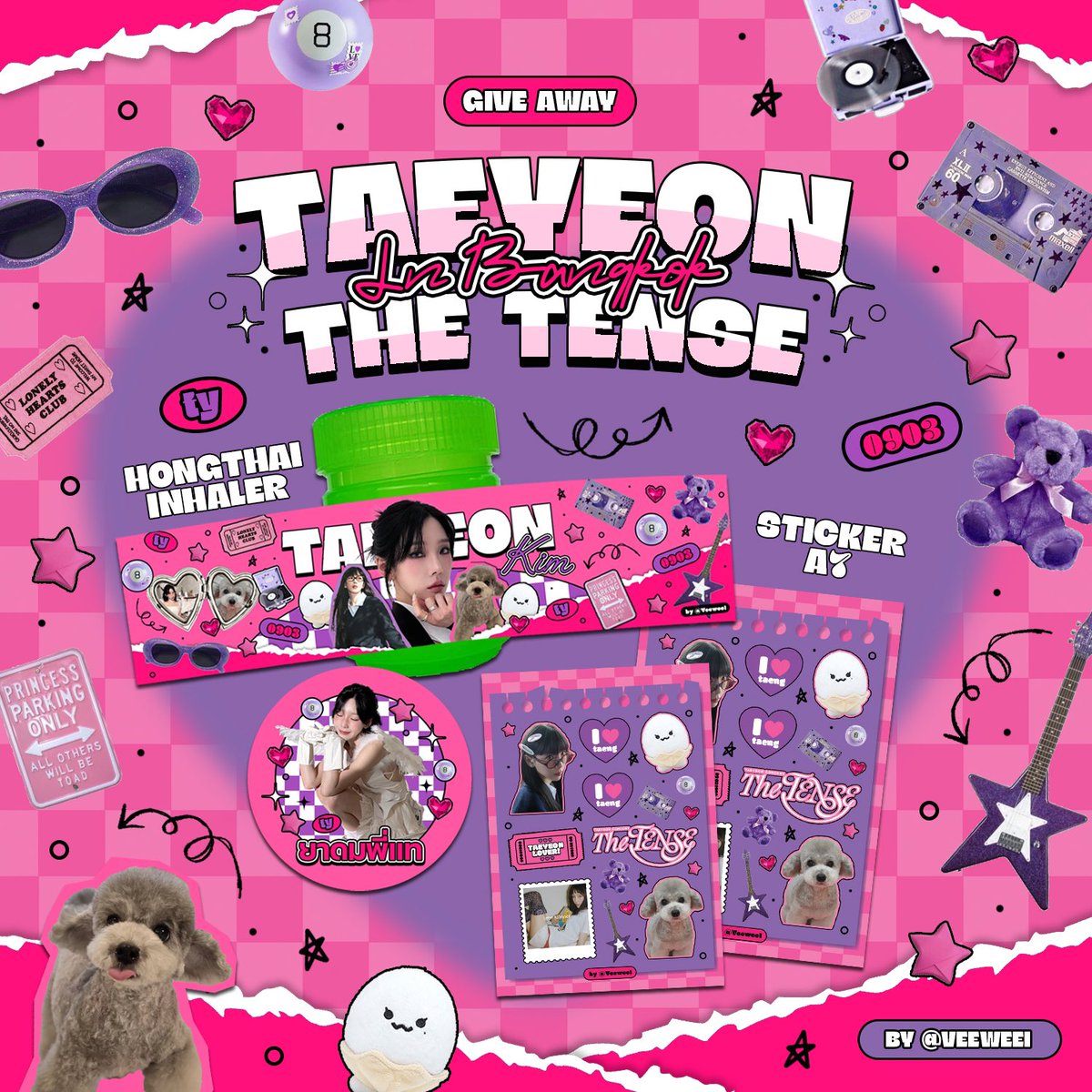 VeeweeI's tweet photo. Pls rt
🩷 Give away 💜
⁺◟꒰ Taeyeon the tense in BKK ꒱⋆｡

⭒ Hongthai inhaler
⭒ Sticker

📅 31.05.2025 Impact arena
🕑 tba

💞please rt&amp; show this post 💕

#TAEYEON_TheTENSE_in_BANGKOK https://t.co/RgcT1Rx8YQ