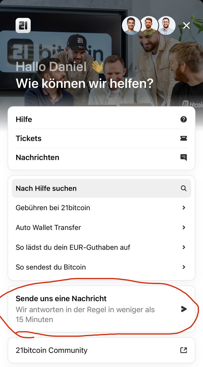 Der beste Support einer Bitcoin Plattform. 🙌🏼
Auf Wunsch sogar telefonisch. 💪