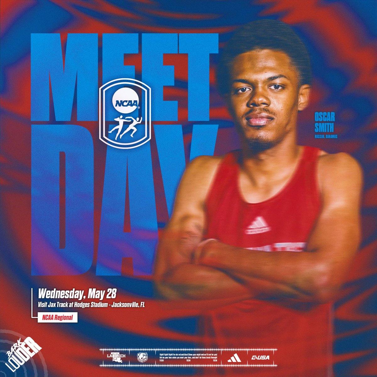 Day ☝️

🏃 NCAA East Regional
🏟️ Visit Jax Track at Hodges Stadium
📍 Jacksonville, Fla. 
🕰️ Field: 9 a.m. CT | Running: 5 p.m. CT
📺 ESPN+
📊 bit.ly/4dBNDo5

#BarkLouder
