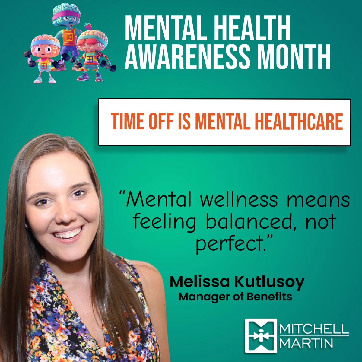 As #MentalHealthAwareness Month wraps up, our Manager of Benefits, Melissa Kutlusoy, reminds us:
Time off isn’t a perk—it’s essential.
Support should always be within reach.
Mental wellness means feeling balanced, not perfect.
#MentalHealthMatters