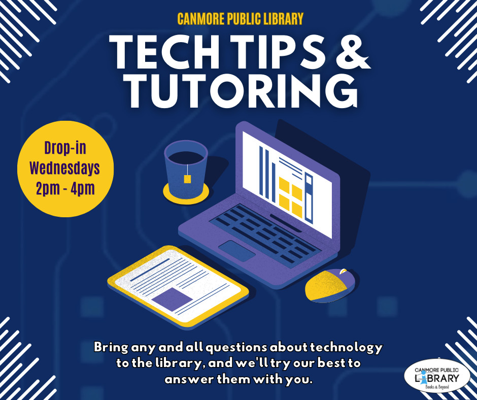 Got tech troubles? We’ve got the solutions! Whether you're trying to move files from your phone to email 📱➡️📧, learning how to navigate your new tablet 💻, or need help figuring out Facebook 🤳, we've got your back!  Wednesdays 2-4pm.

#CanmorePublicLibrary #TechTips