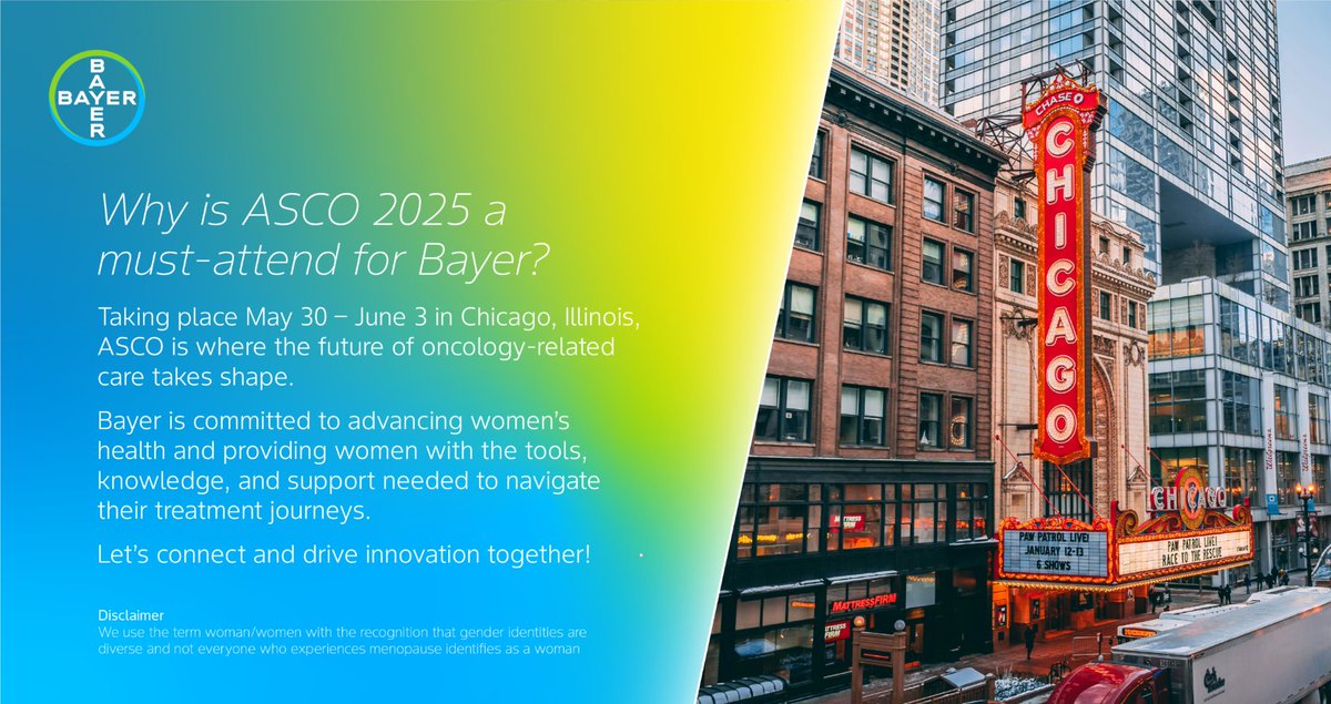 For Investors &amp; Medical Media.

Bayer is honored to attend <a href="/ASCO/">ASCO</a> 2025. 
With the latest breakthroughs in cancer care taking center stage, we’re excited to present new data to improve quality of life for patients at every stage.

#TeamBayer #HealthForAll #HungerForNone