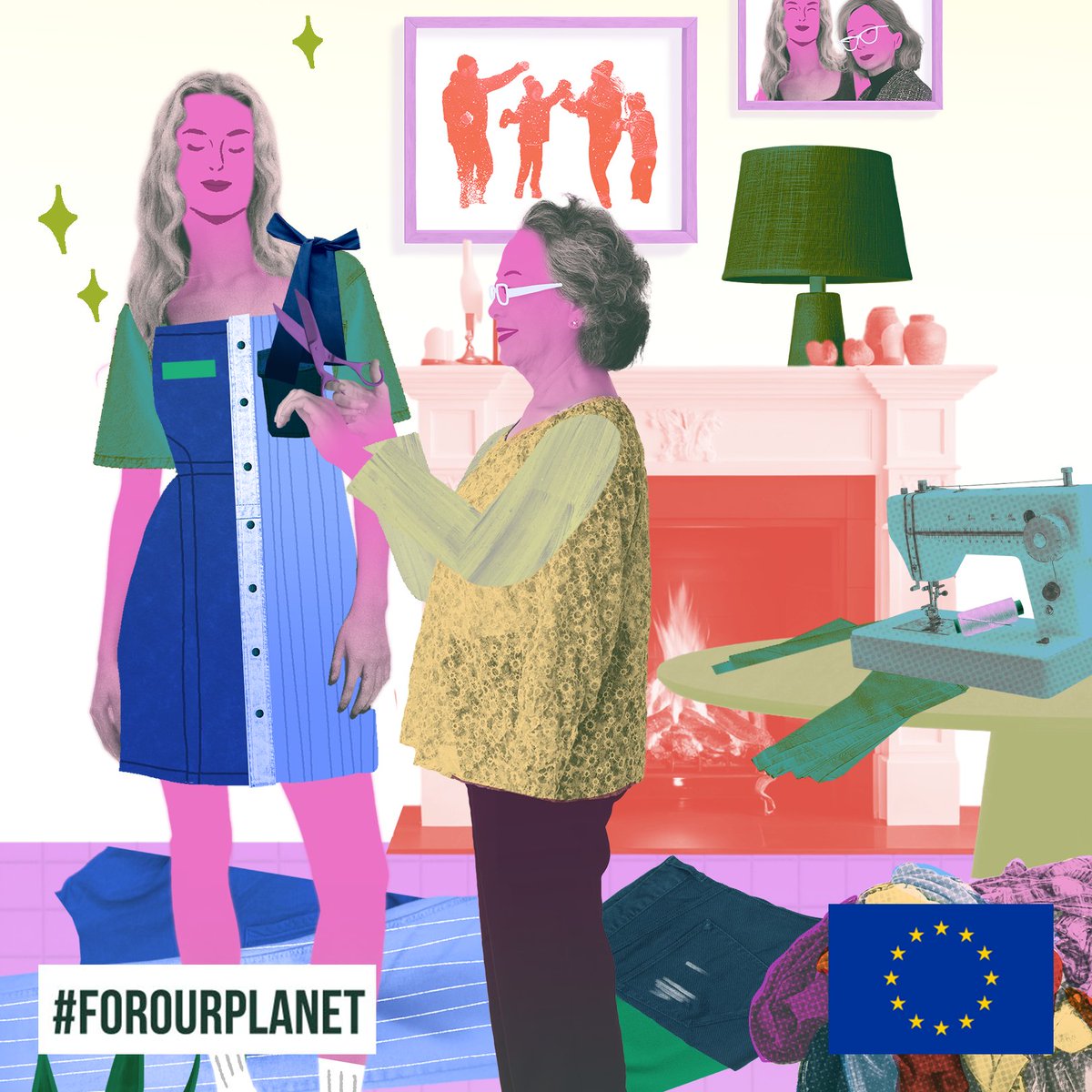 ♻️ Upcycle #ForOurPlanet! 🌍

Each of us throws away 12kg of clothes per year, on average. 👕👖

Refurbish it! You can upcycle jeans into blankets, old boots into a handbag, or shirts into aprons. ♻️

What can you do for a more #CircularEconomy?