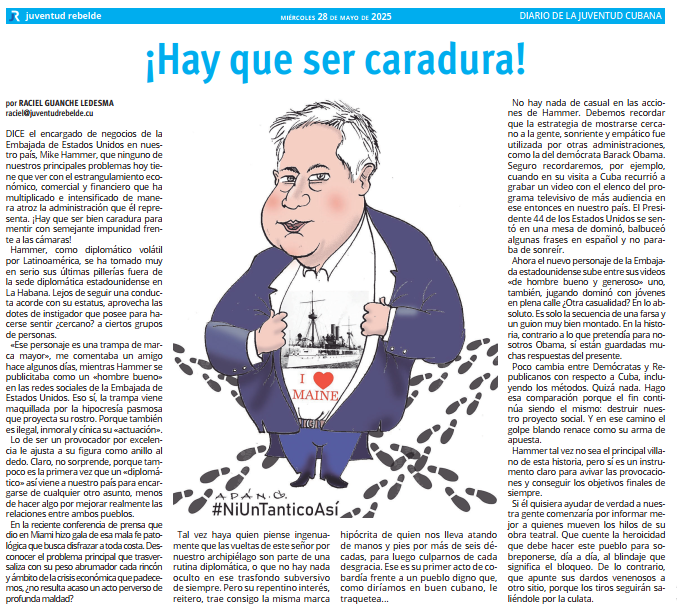 #Cuba🇨🇺 Desde <a href="/JuventudRebelde/">JuventudRebelde</a> reafirmamos: #NiUnTanticoAsí 👇👇👇

Más detalles 👇
juventudrebelde.cu/cuba/2025-05-2…