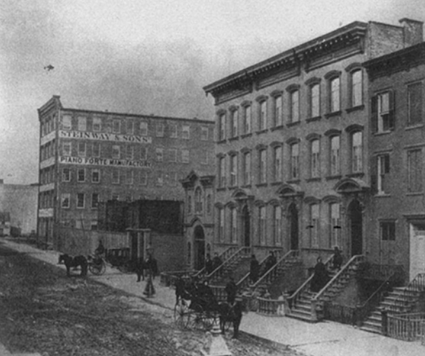 "I want to live in a brownstone but I also want to live next to the piano factory I own."
The Steinways solving that conundrum back in 1860s New York by building their own homes!
(Source is Beckert's 2001 'Monied Metropolis')