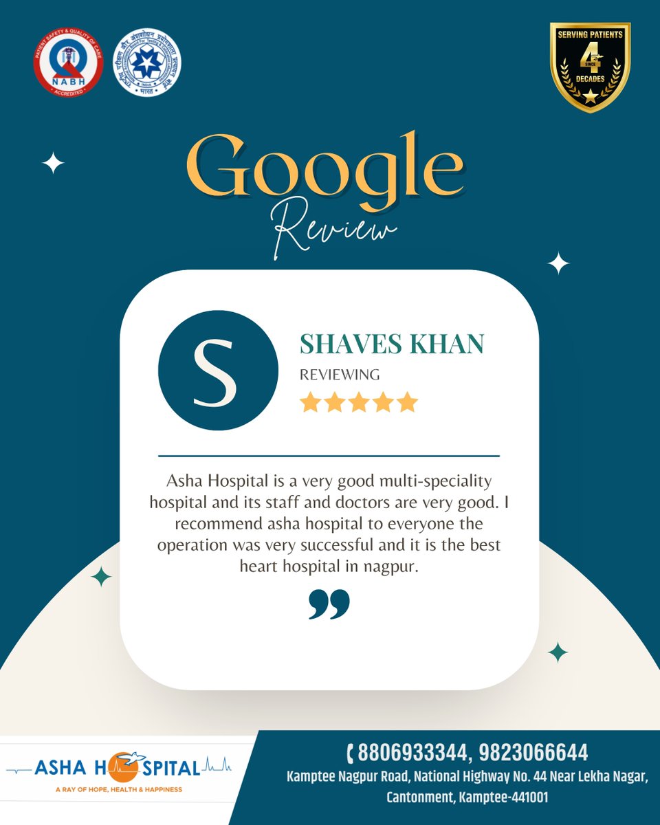 hospital_asha's tweet image. "From care to cure – Asha Hospital has been a blessing."

A heartfelt review from a trusted, healed patient reminds us why we do what we do.

Thank you for choosing Asha Hospital
📍 Kamptee | 

#AshaHospital #PatientReview #HealingWithCare  #TrustedCare #GoogleReview
