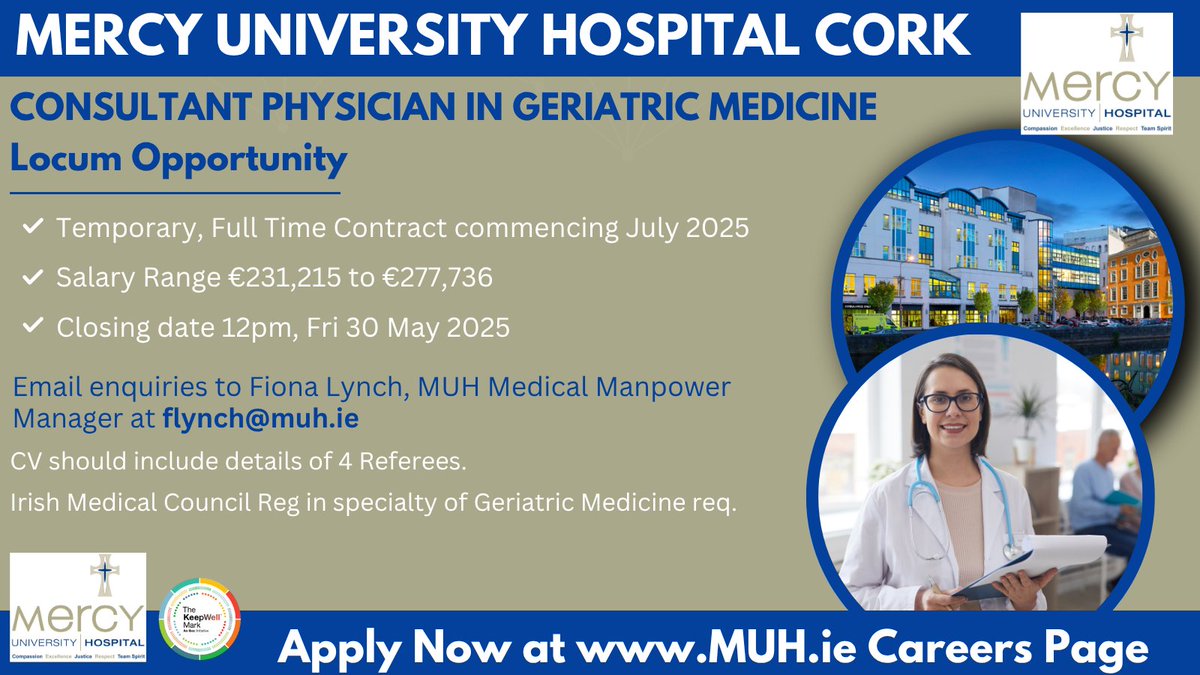 Deirdre O'Riordan (@deeoriordan8) on Twitter photo ☀ #LocumConsultantPhysician in #GeriatricMedicine req at <a href="/Mercycork/">Mercy University Hospital Cork</a> from Jul.
#IMC reg req.
For info email flynch@muh.ie 𝐂𝐥𝐨𝐬𝐢𝐧𝐠 𝐃𝐚𝐭𝐞 30 𝐌𝐚𝐲 2025
Apply now: api.occupop.com/shared/job/loc…
#ConsultantJobs #HSEJobs #IrishDoctorsAbroad #Gerontology #ISPGM ☀ #LocumConsultantPhysician in #GeriatricMedicine req at <a href="/Mercycork/">Mercy University Hospital Cork</a> from Jul.
#IMC reg req.
For info email flynch@muh.ie 𝐂𝐥𝐨𝐬𝐢𝐧𝐠 𝐃𝐚𝐭𝐞 30 𝐌𝐚𝐲 2025
Apply now: api.occupop.com/shared/job/loc…
#ConsultantJobs #HSEJobs #IrishDoctorsAbroad #Gerontology #ISPGM