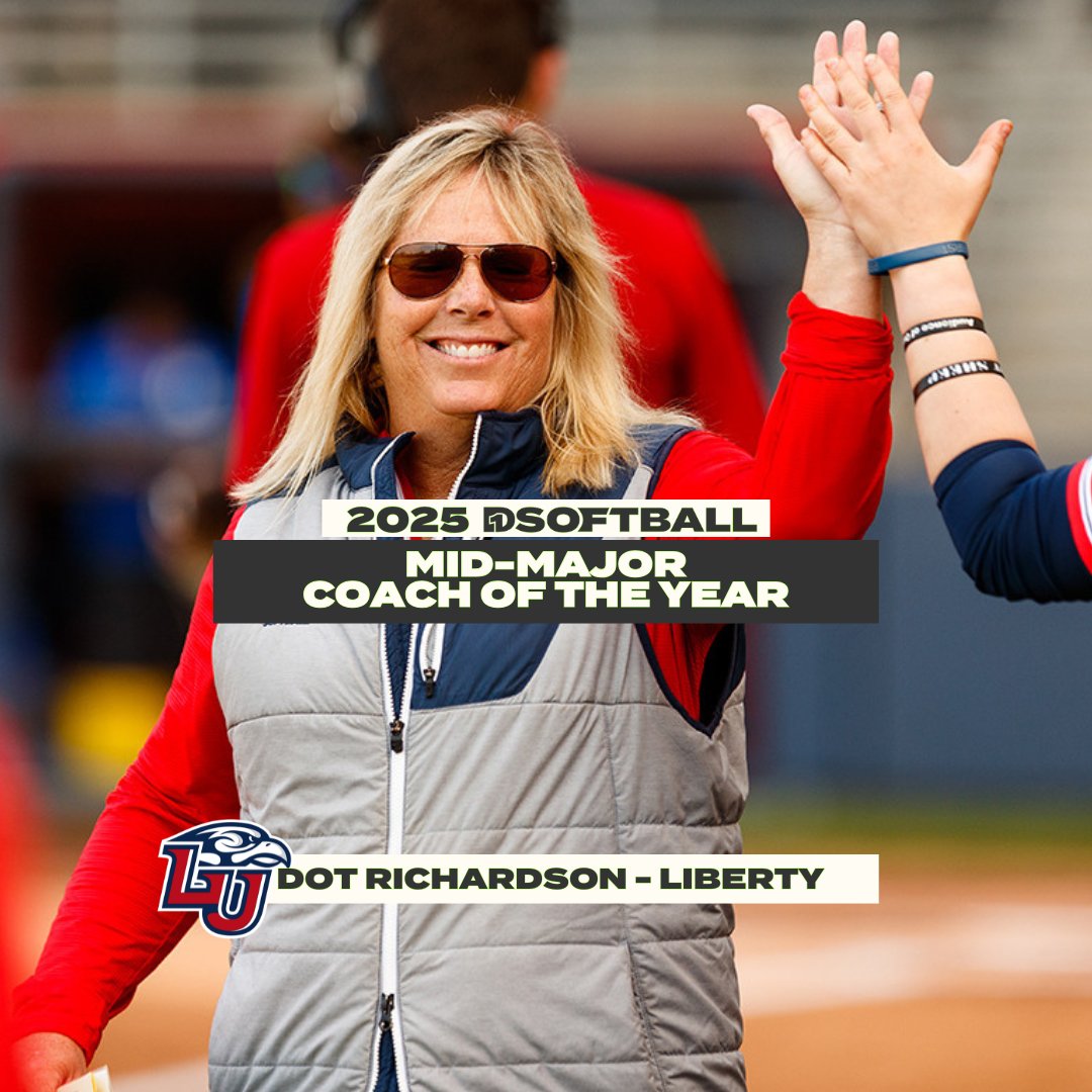 Mid-Major Coach of the Year: Dot Richardson

A CUSA title, a College Station Regional championship, and the first Super Regional berth in program history made for the best season yet for Richardson's Flames.

🔗 d1softball.com/2025-d1softbal…