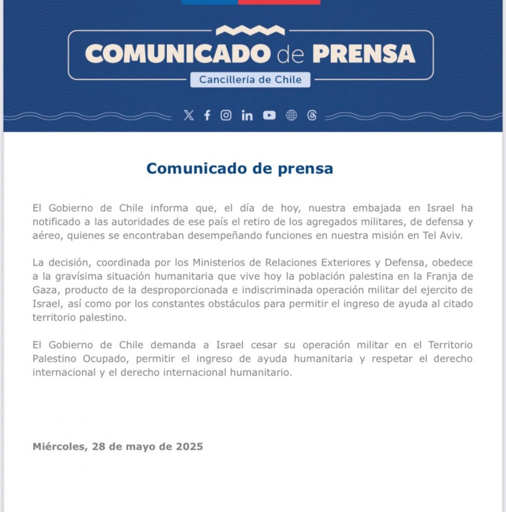 Comunicado de la Cancillería de Chile