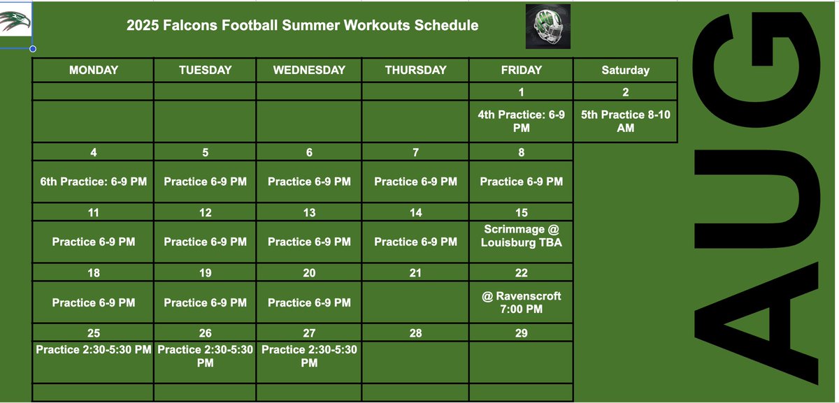 HOT OFF THE PRESS! Summer workouts schedule!