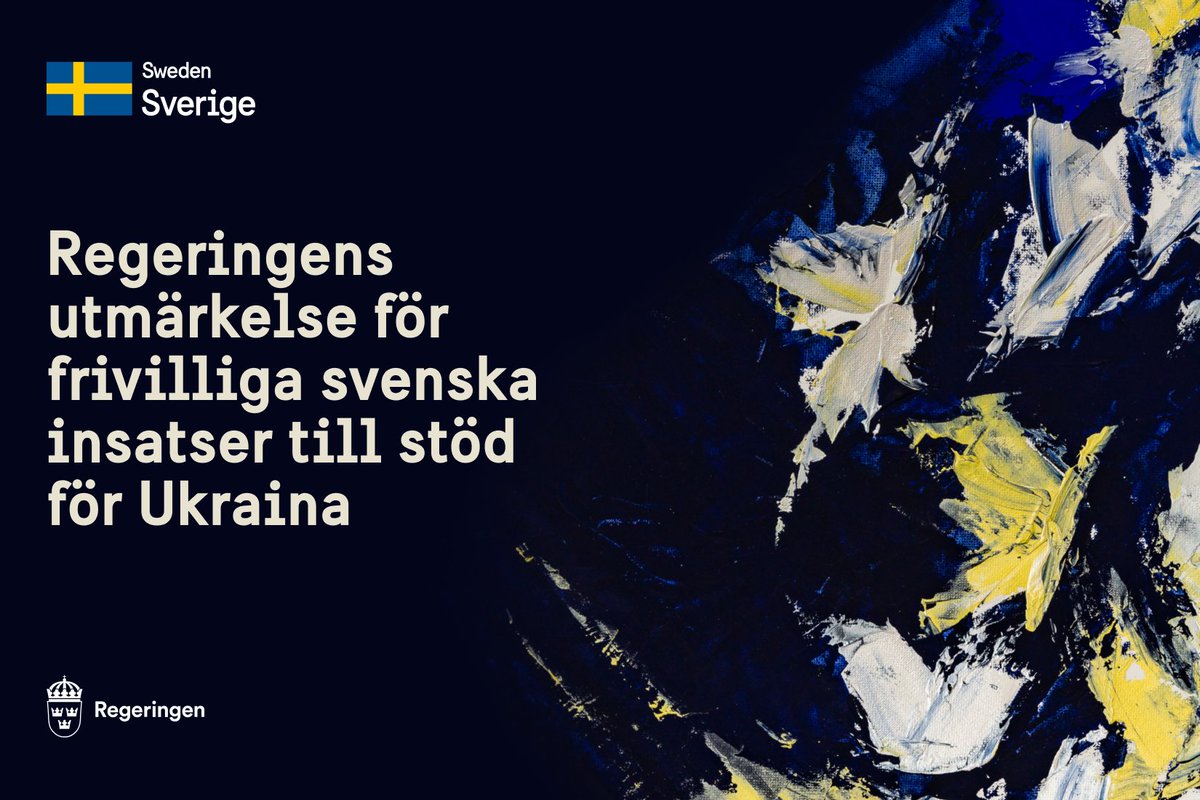 Ny utmärkelse för insatser till stöd för Ukraina.

Regeringen har inrättat en utmärkelse för frivilliga svenska insatser till stöd för Ukraina, vilken kommer att delas ut årligen.

–Utmärkelsen kommer gå till icke-statliga svenska aktörer som gör särskilt viktiga civila insatser