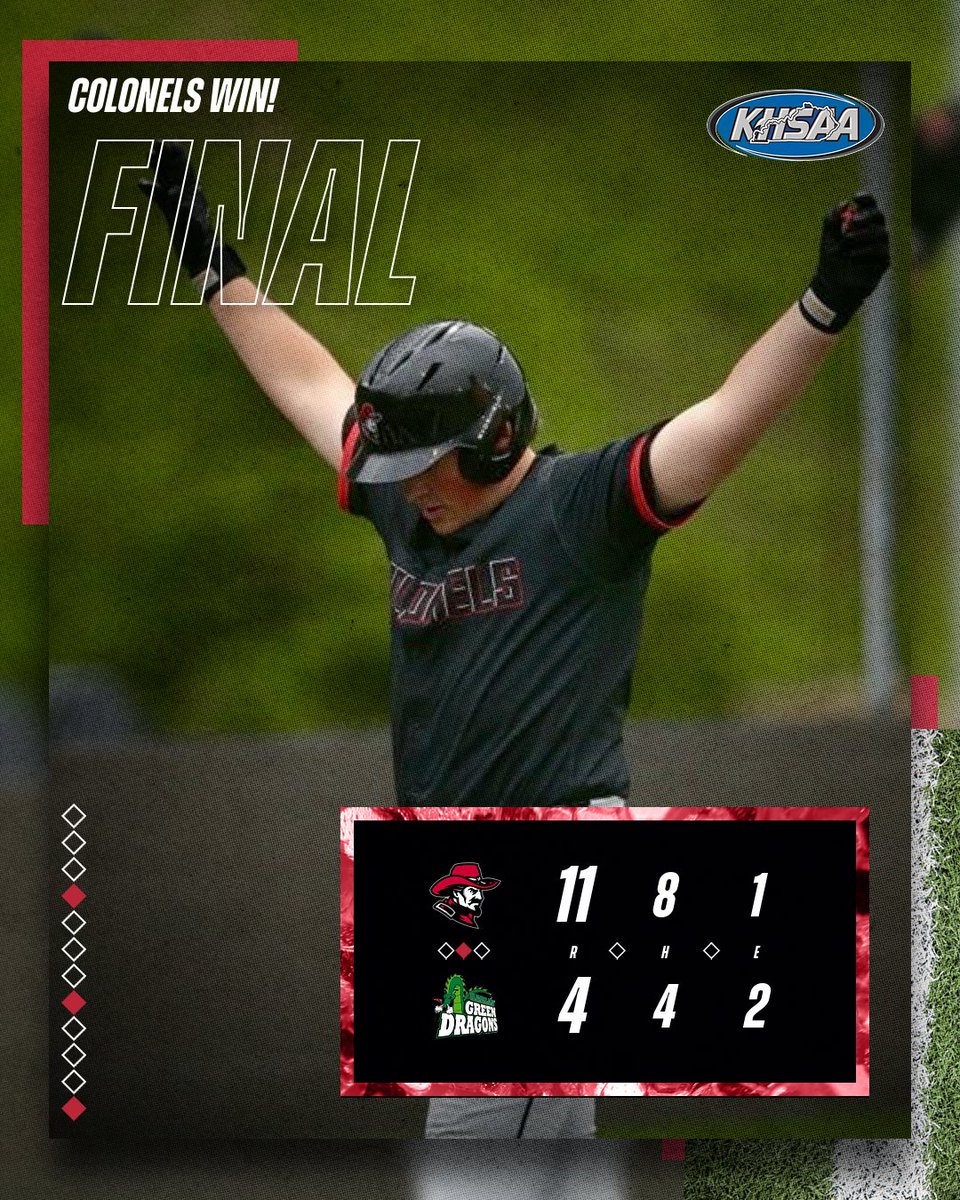 FINAL SCORE: Whitley County 11, Harlan 4 — Colonels advance in the 13th Region Tournament! #ColonelPride