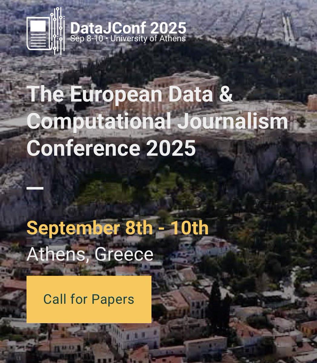 🚨 Only a few days left until the submission deadline for <a href="/datajconf/">DataJConf</a>! 

We welcome:
📝 Short papers 
💡 Very short pitches (250 words) for industry talks, panels, or workshops

⏳Deadline: 2 June

See you in Athens this Sep 👋🏼

datajconf.com