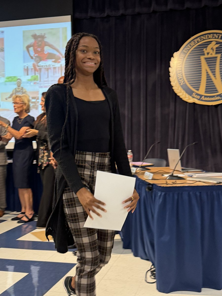 BrennanTrack's tweet image. NISD Board Recognition for State Track & Field Runners. Way to represent this sport and our program Caila and Zac!