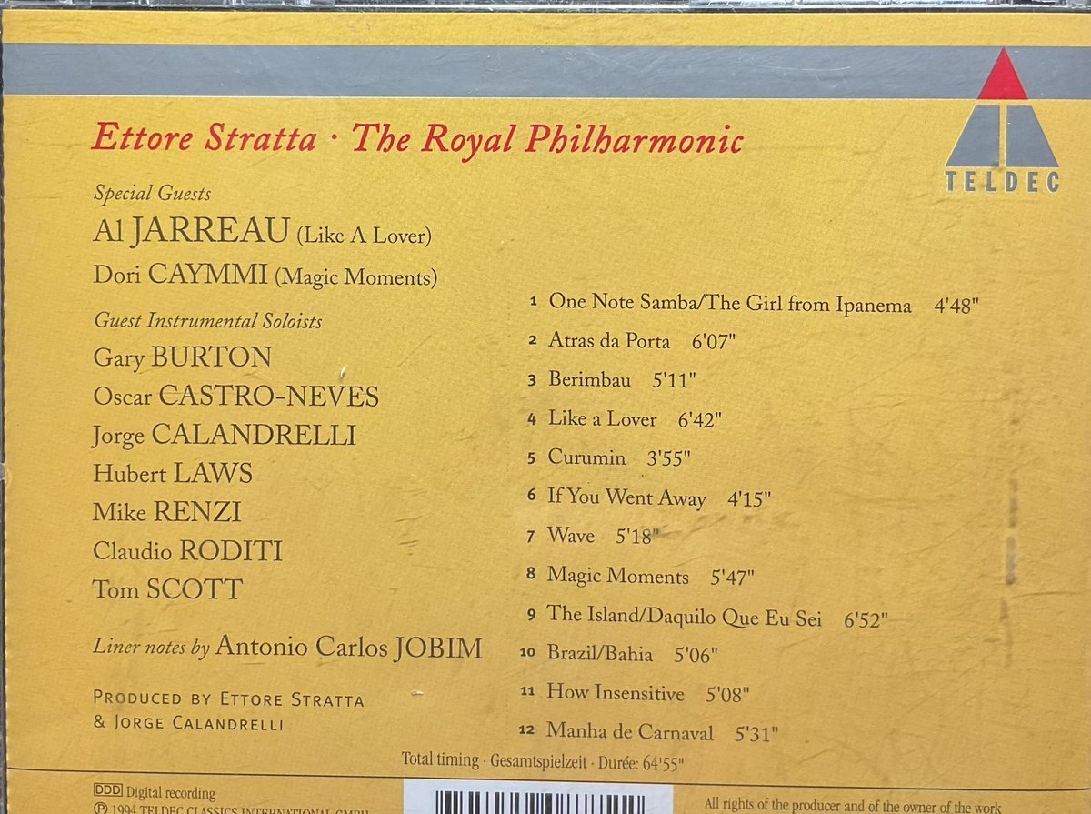 本日の睡眠音楽は、Ettore Stratta指揮のThe Royal Philharmonic 『Symphonic Bossa Nova 』　寝る前は，ボサノヴァの名曲をストリングスのアレンジで、ゲストプレーヤーも、Al Jarreau ,Gary Burton ,Hubert Laws ,Tom Scott等豪華ソロイスト。これから、部屋飲み、今日は、お疲れ様でした。#函館