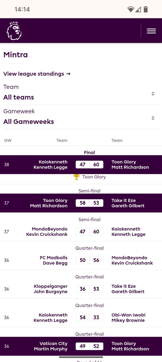 MattyRich992's tweet photo. @OfficialFPL First league win and cup win as well. Successful season for me for a change 😅 https://t.co/DQLFr4HB4Q