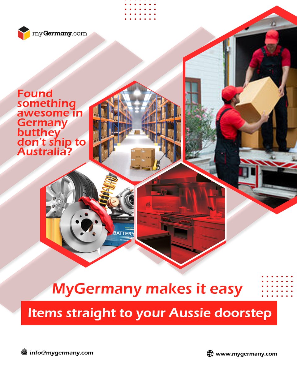 myGermanycom's tweet photo. From Germany to Australia—We Deliver What You Love!
No worries – myGermany has you covered! We forward packages, freight, Auto parts,designer fashion, furniture or bulk goods – we handle it all!
https://t.co/yW334JQNde
#InternationalShipping #GermanyToAustralia #FreightForwarding https://t.co/qBDiczl7gS