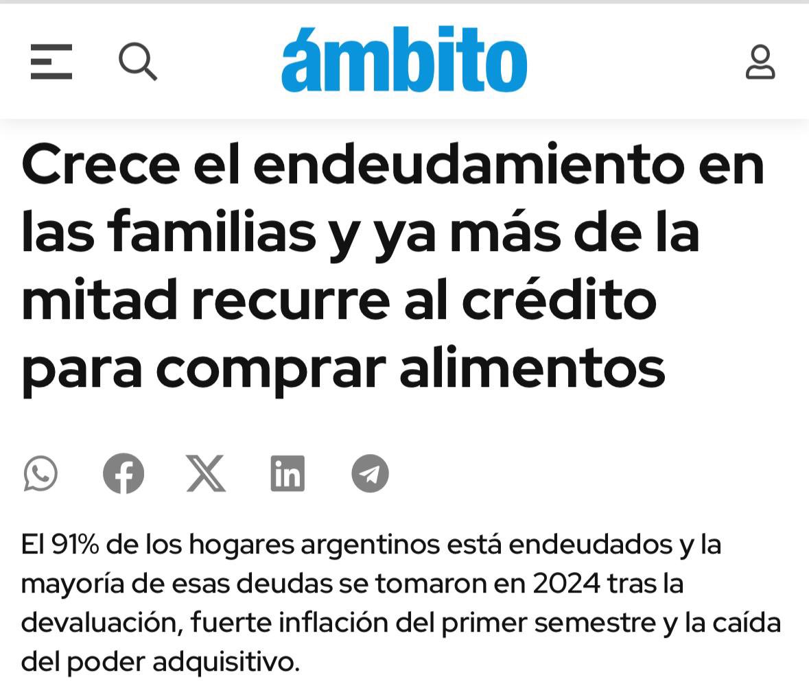 CrisAlvarezRod's tweet photo. Milei dijo que el ajuste lo pagaba la casta. Mintió. Hoy lo pagan las familias y los jubilados que no llegan a fin de mes.

El país se endeuda para la bicicleta financiera, y la gente para comer. 

Este modelo económico ya fracasó antes, y ahora se está repitiendo la historia. https://t.co/vVPH8KVKLt