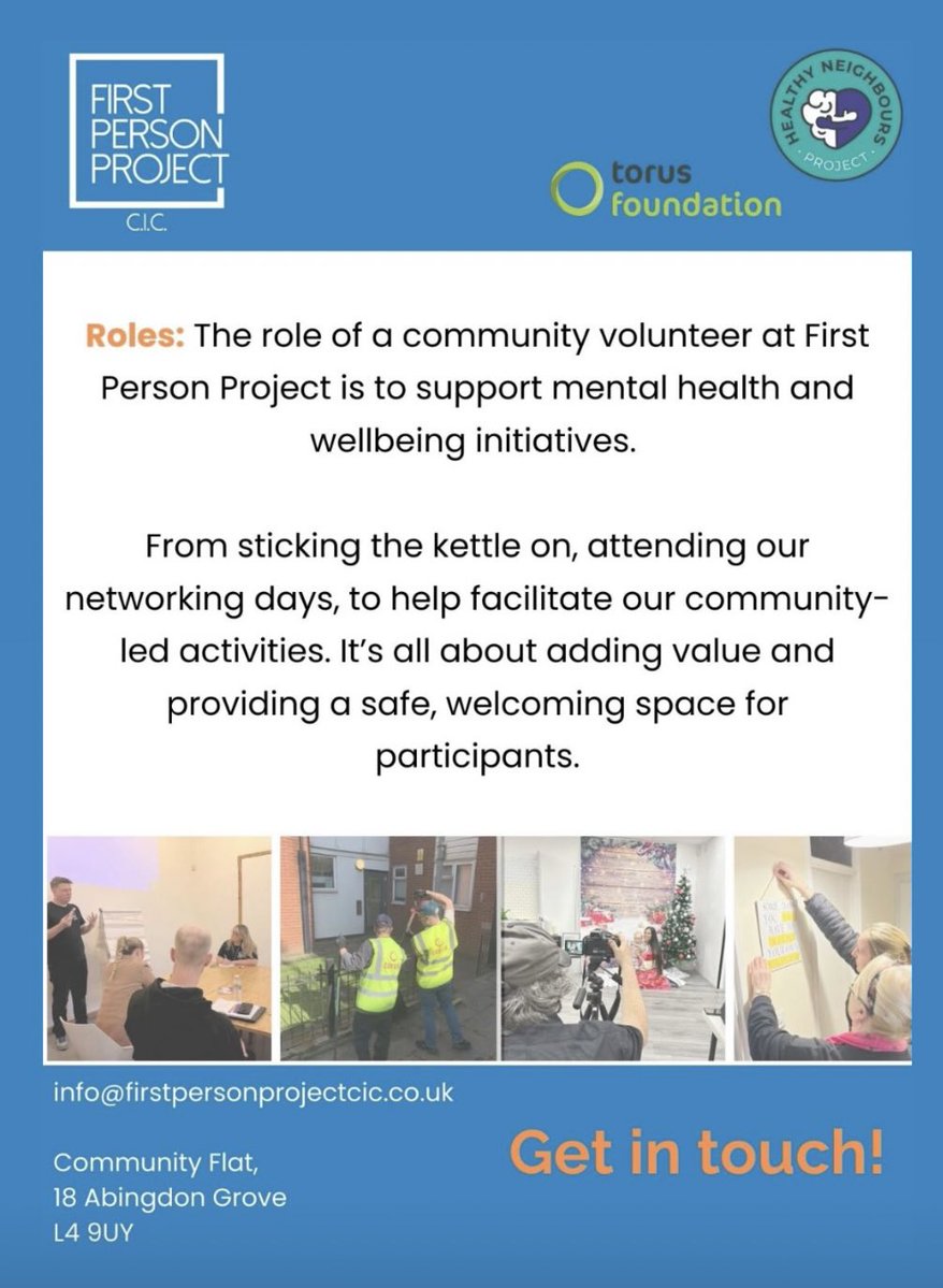 Want to make a difference in your community?

We're looking for volunteers to join us. 

Whether it's making a cuppa, having a chat or helping facilitate a group, every little bit helps boost someone's wellbeing (and yours too!)

Get in touch for more info 😊
