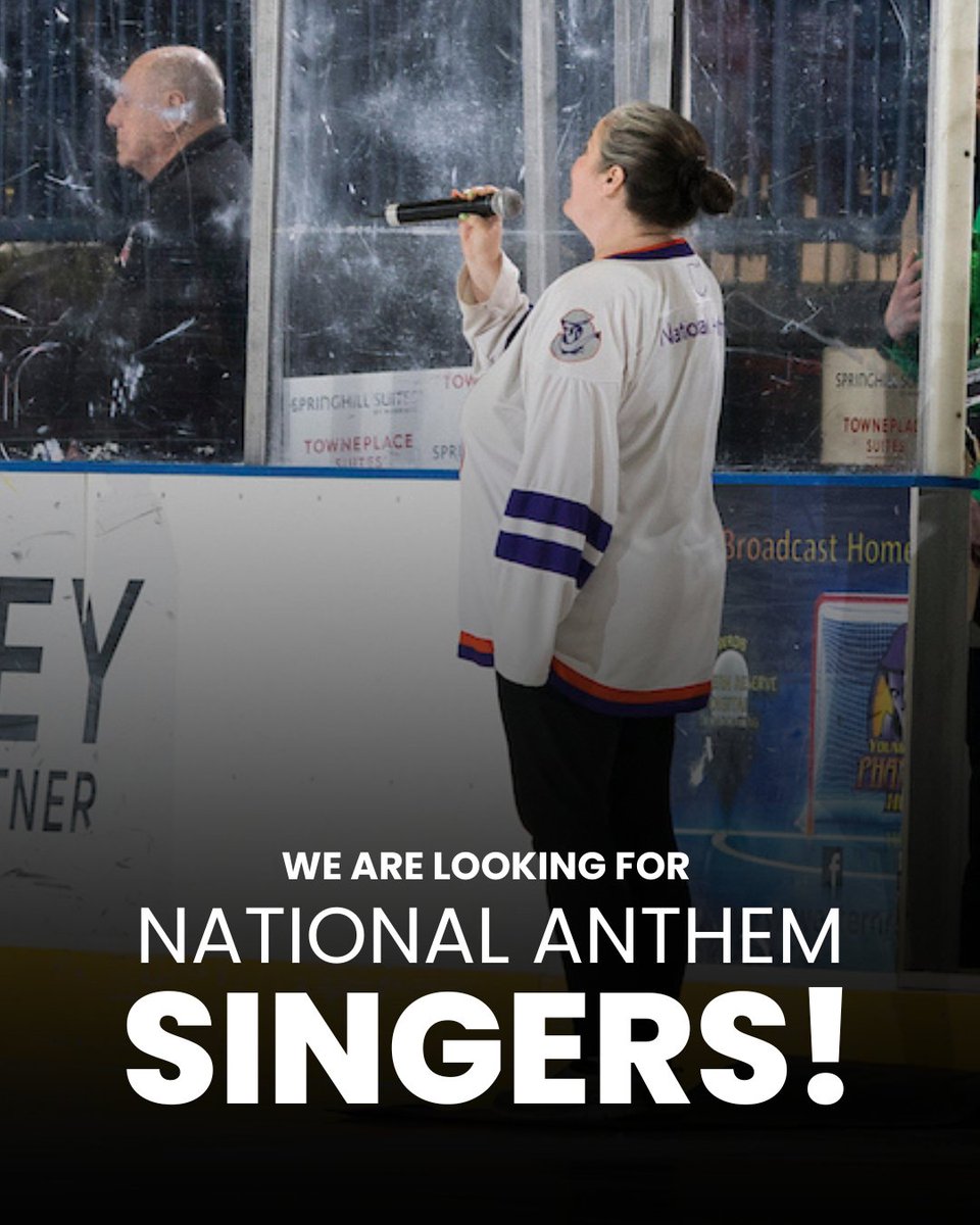 x- Youngstown Phantoms (@ytownphantoms) on Twitter photo Sing the National Anthem at a Phantoms home game this season! 🎤
If you’d like to share your talent, send your audition tape to Kelsey at (kmoreton@youngstownphantoms.com) Sing the National Anthem at a Phantoms home game this season! 🎤
If you’d like to share your talent, send your audition tape to Kelsey at (kmoreton@youngstownphantoms.com)