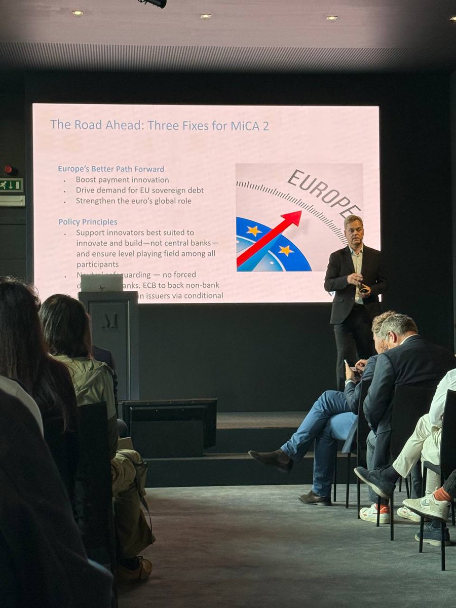 codeandledger's tweet image. The Roadmap to MiCA 2

Key Takeaways from the Digital Euro &amp;amp; Stablecoins event hosted by @BBW_Brussels:

→ Europe is a fertile ground for building stablecoins right now
→ MiCA emerged as a direct response to Meta’s Libra, regulators feared a global stablecoin outside their…