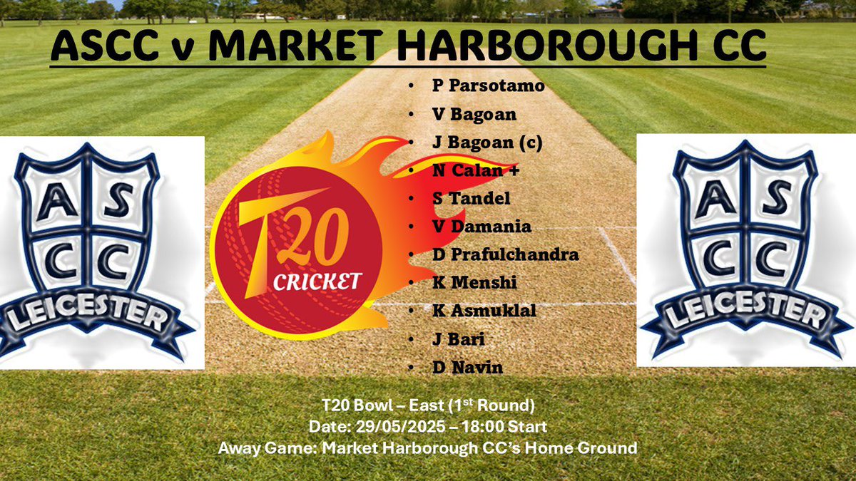 Line up for ASCC T20 Bowl Match🏏
Good luck ASCC 🙌