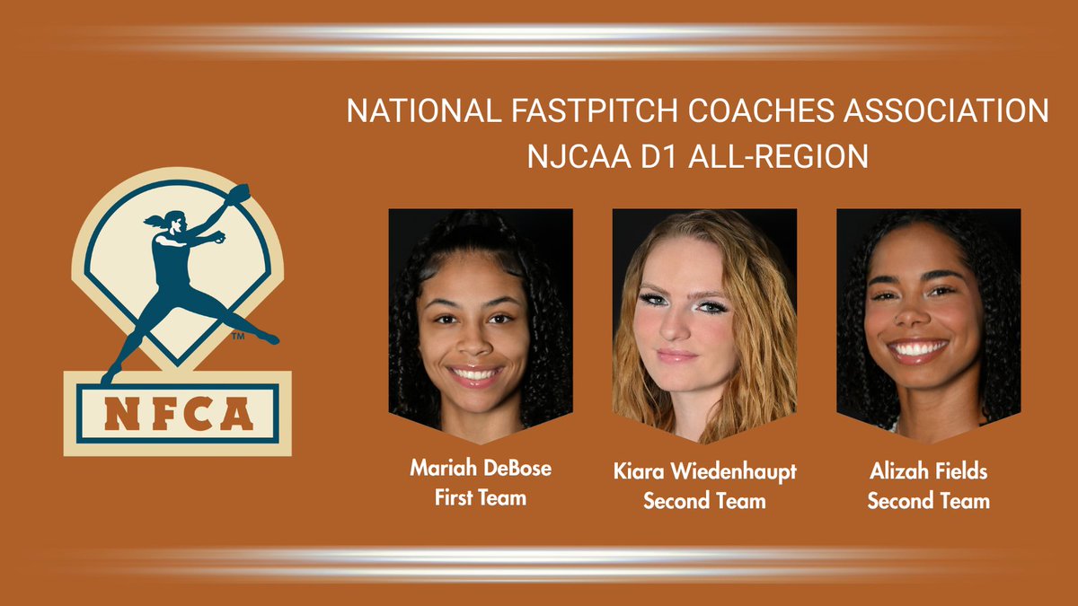 Three Cardinal softball players named to the NFCA NJCAA D1 All-Region Team. Congratulations, Mariah, Kiara and Alizah.