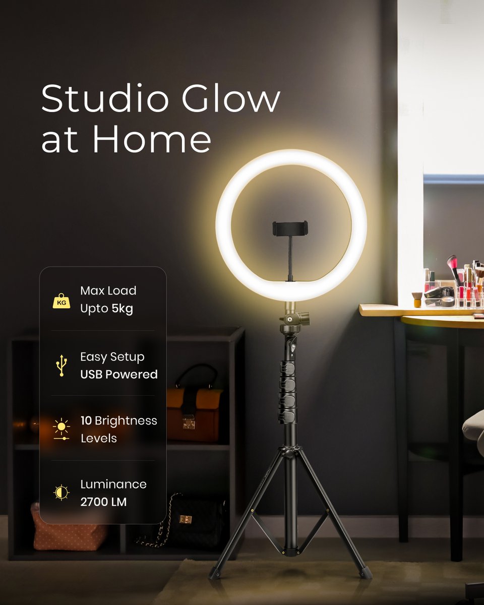 Bring studio-quality glow home with the Digitek DRL-14C Ring Light! Ideal for YouTube, vlogs, makeup &amp; more. Dual temp LED, shadow-free light &amp; sturdy 5ft tripod. Now at ₹1,299 (M.R.P ₹3,495). 
Shop: zurl.co/Kfvj1 

#Digitek #RingLight #ContentCreation #HomeStudio