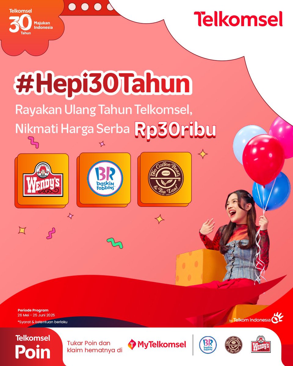 IndiHome's tweet photo. Jajan makanan hitz cuma Rp30Ribu dengan tukarkan Telkomsel Poin kamu. Catat periode programnya dan tukarkan segera! 

Rayakan Ulang Tahunnya bersama IndiHome 

#IndiHomebyTelkomsel
#DariRumahTanpaBatas https://t.co/nATaIAhbWt