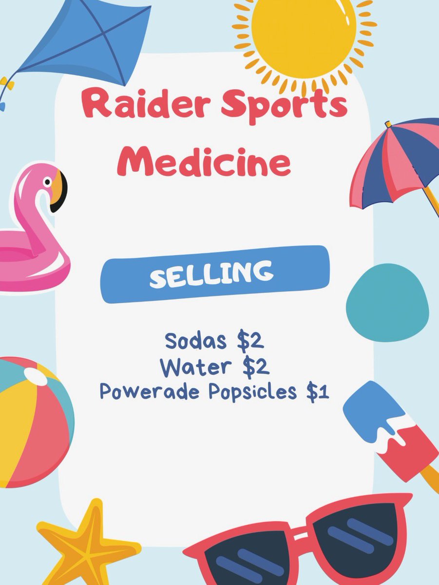 Come out and support the Northbrook athletic training team and buy some refreshments during all lunches. Summer Sellout! All proceeds go to our Athletic Training program! ☀️😎🍉⛱️🕶️🩳🌊