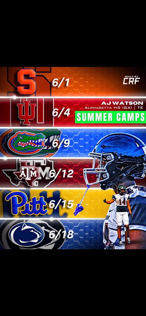 AJ Watson (@ajwh4__) on Twitter photo Let’s go!! Grateful for the chance to show my skills at these camps this summer #AGTG <a href="/JoeMento/">Joe Mento</a> <a href="/BuiltbyCRF/">BuiltbyCRF</a> <a href="/AHSFootball/">Alpharetta Raiders Football</a> <a href="/CoachLandis22/">Brian Landis</a> <a href="/coachAj_m/">Answa Merine</a> <a href="/BGrubbs66/">Ben Grubbs</a> <a href="/NEGARecruits/">Northeast Georgia Recruits</a> <a href="/DFO_AJ/">Andrew Foster Jr.</a> <a href="/RecruitGeorgia/">Recruit Georgia</a> <a href="/PrepRedzoneGA/">Prep Redzone Georgia</a> Let’s go!! Grateful for the chance to show my skills at these camps this summer #AGTG <a href="/JoeMento/">Joe Mento</a> <a href="/BuiltbyCRF/">BuiltbyCRF</a> <a href="/AHSFootball/">Alpharetta Raiders Football</a> <a href="/CoachLandis22/">Brian Landis</a> <a href="/coachAj_m/">Answa Merine</a> <a href="/BGrubbs66/">Ben Grubbs</a> <a href="/NEGARecruits/">Northeast Georgia Recruits</a> <a href="/DFO_AJ/">Andrew Foster Jr.</a> <a href="/RecruitGeorgia/">Recruit Georgia</a> <a href="/PrepRedzoneGA/">Prep Redzone Georgia</a>