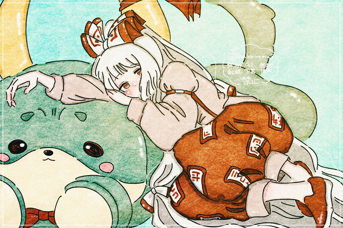 Hakunemui's tweet photo. ごろ寝
#東方　#藤原妹紅 https://t.co/AqtMeoKK75