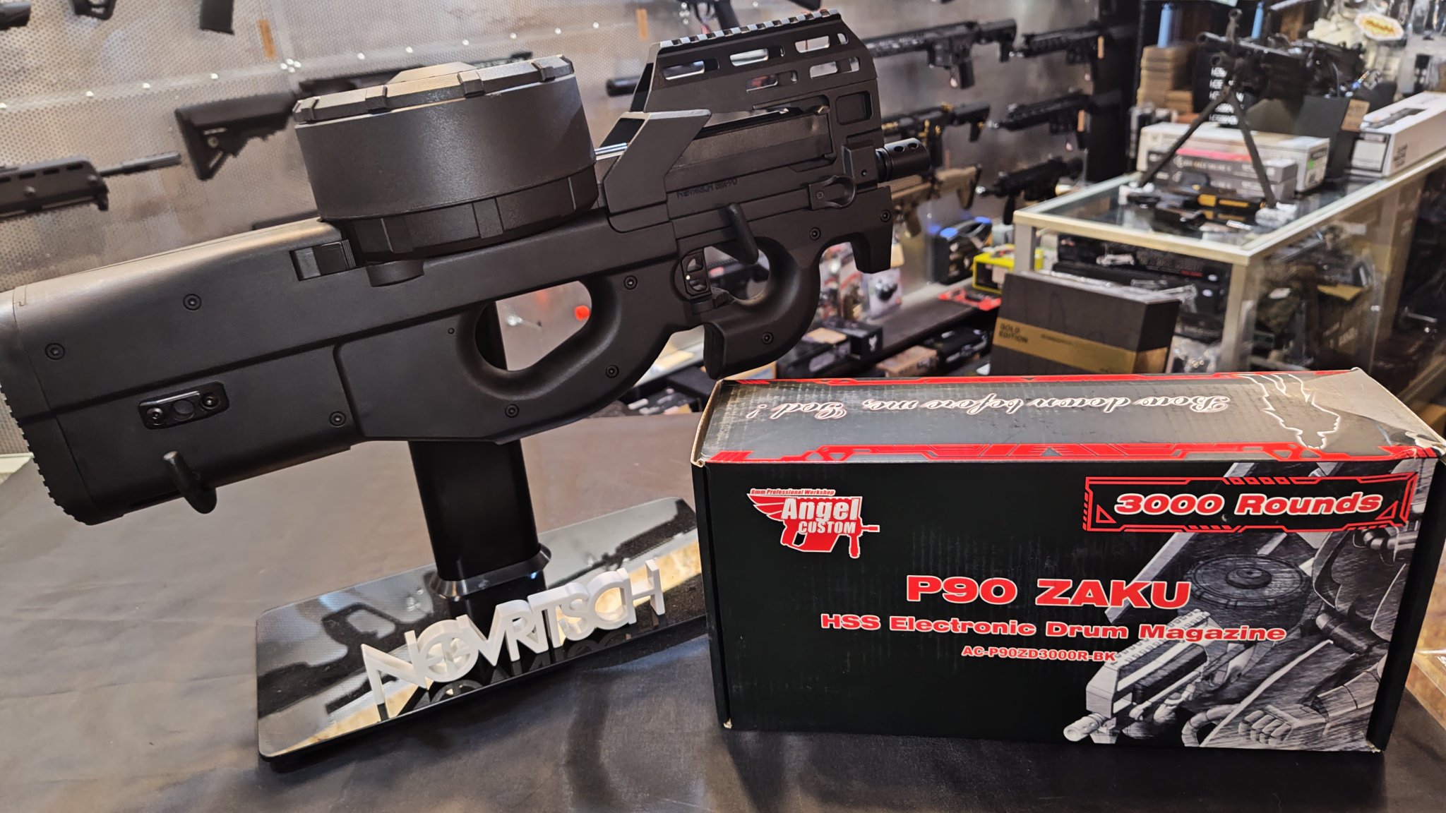 P90 ZAKU 3000R HSS 電動ドラムマガジン Angel Custom] P90 ZAKU AC-P90ZD3000R-BK 電動ガンP90