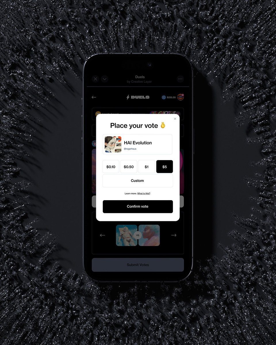 Place your votes.
Earn rewards.
Rise on the leaderboard.
Only on Duels.

Play now → farcaster.xyz/miniapps/j20Zr…

Featured piece from @rogerhaus.