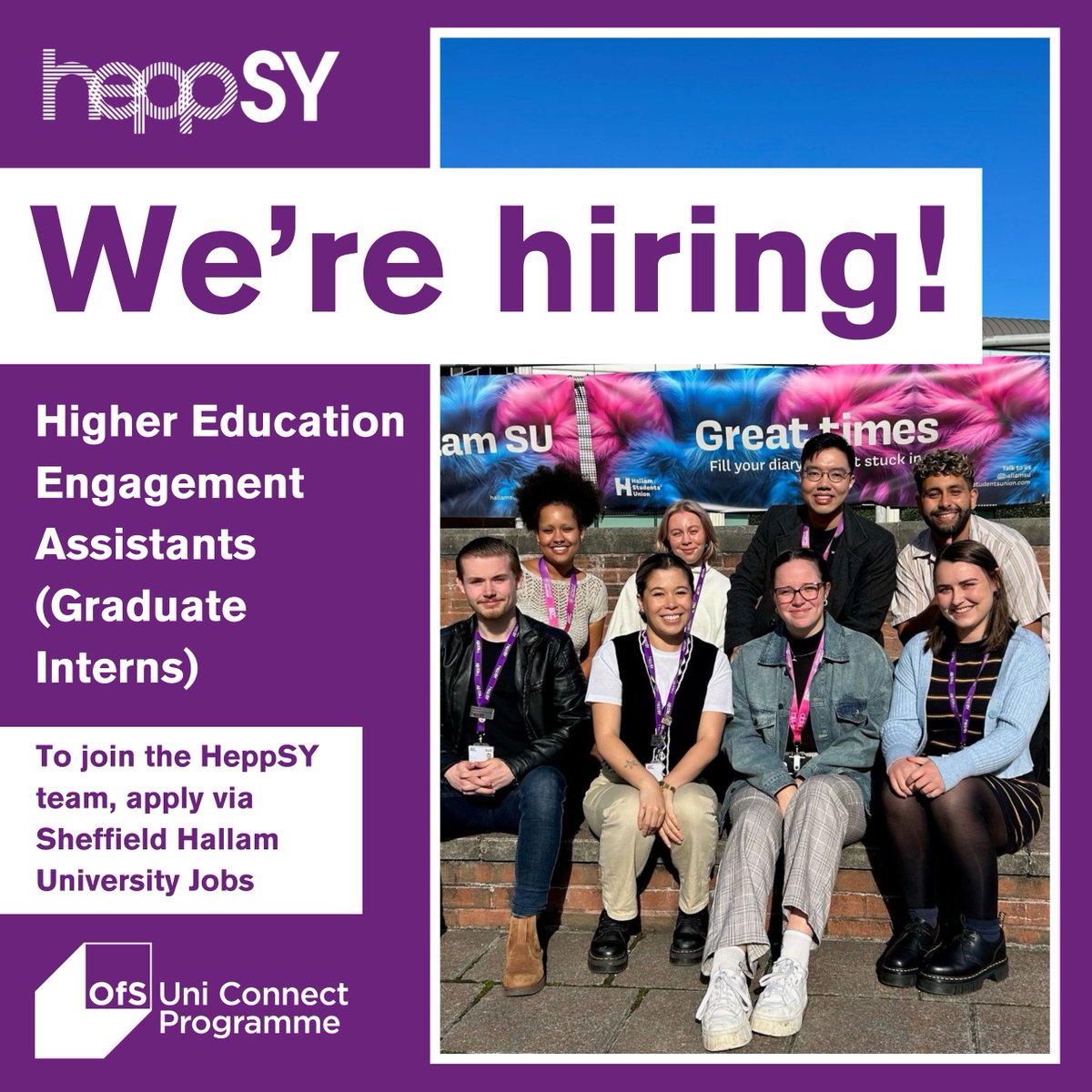 📣 We’re Hiring!

Interested in gaining experience on an exciting regional programme?

You could join HeppSY as a Higher Education Engagement Assistant (Graduate Intern).

📅 Register online at Sheffield Hallam University Jobs: buff.ly/4l2IMqj and apply by the15th June.